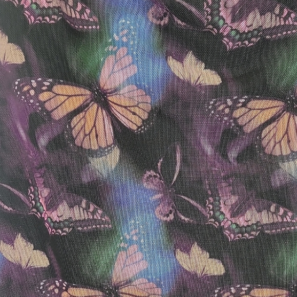 🦋 Vintage Y2K 90s Butterfly Strapless Sheer Fairy Goth Asymmetrical Midi Dress - Picture 5 of 14